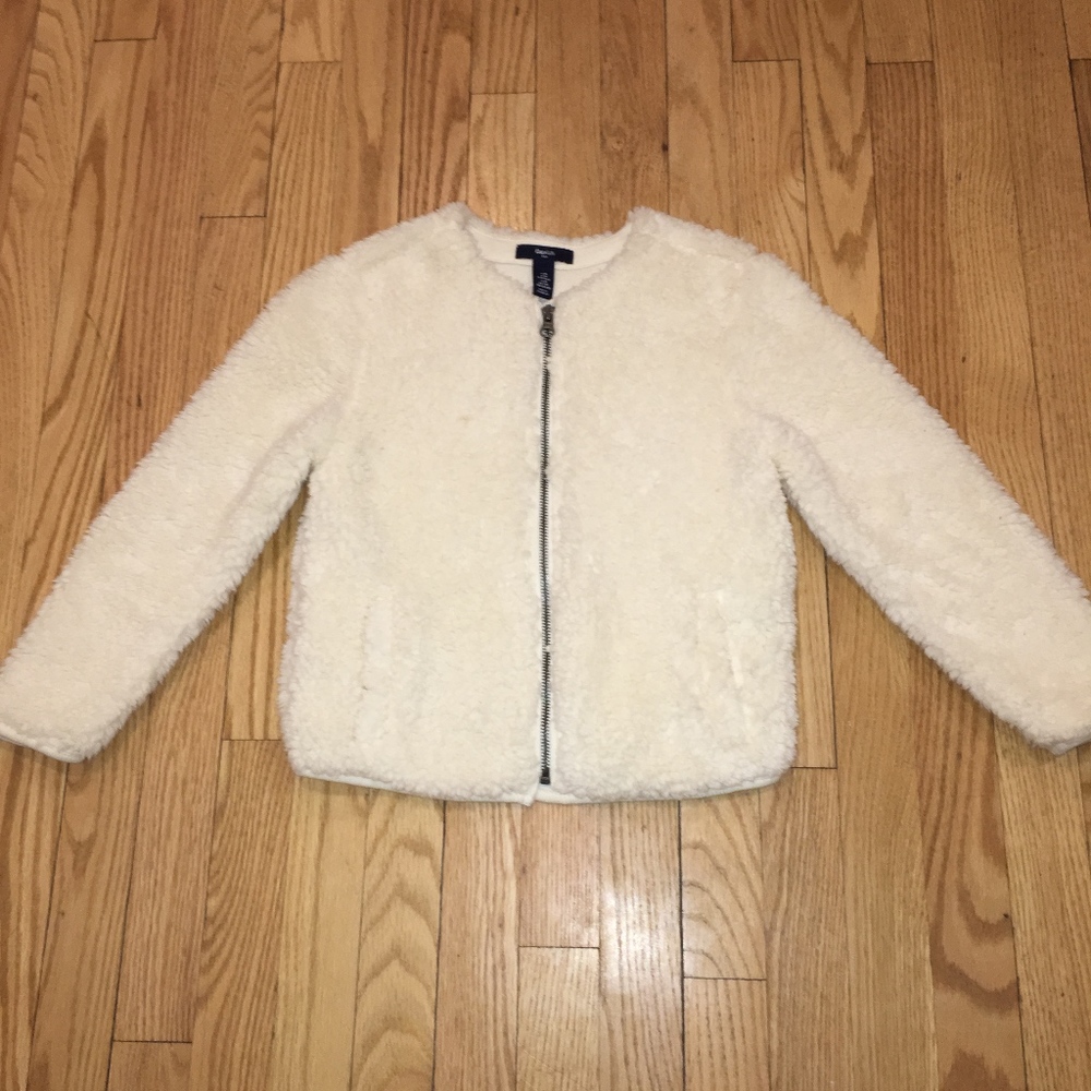 Girls kids Gap, medium, ivory, cozy jacket sweater